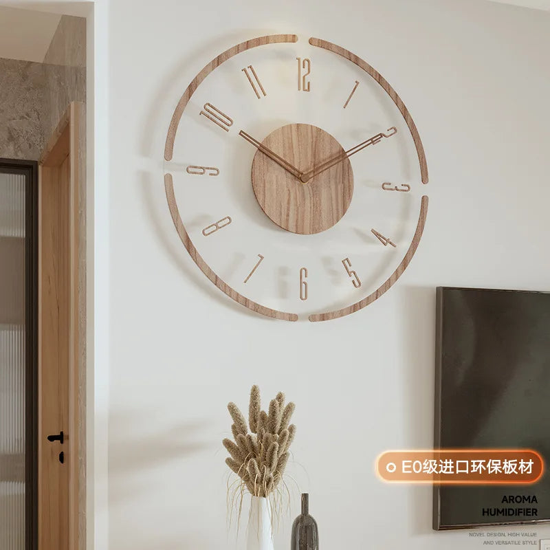 Solid Wood Creative Wall Clocks Living Room