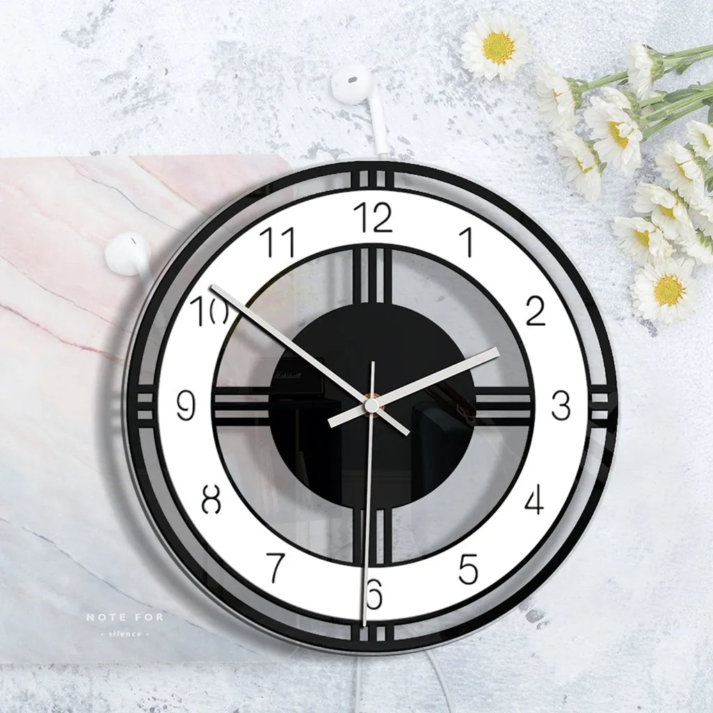 Style Wall Clock Silent Transparent Acrylic Clock Home Living Room