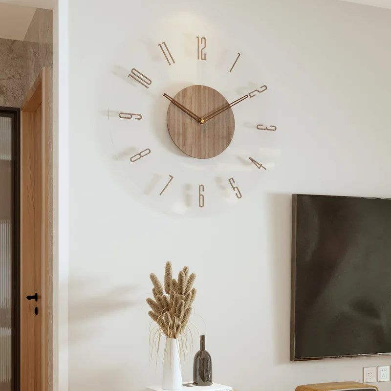 Solid Wood Creative Wall Clocks Living Room