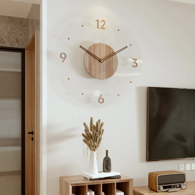 Solid Wood Creative Wall Clocks Living Room