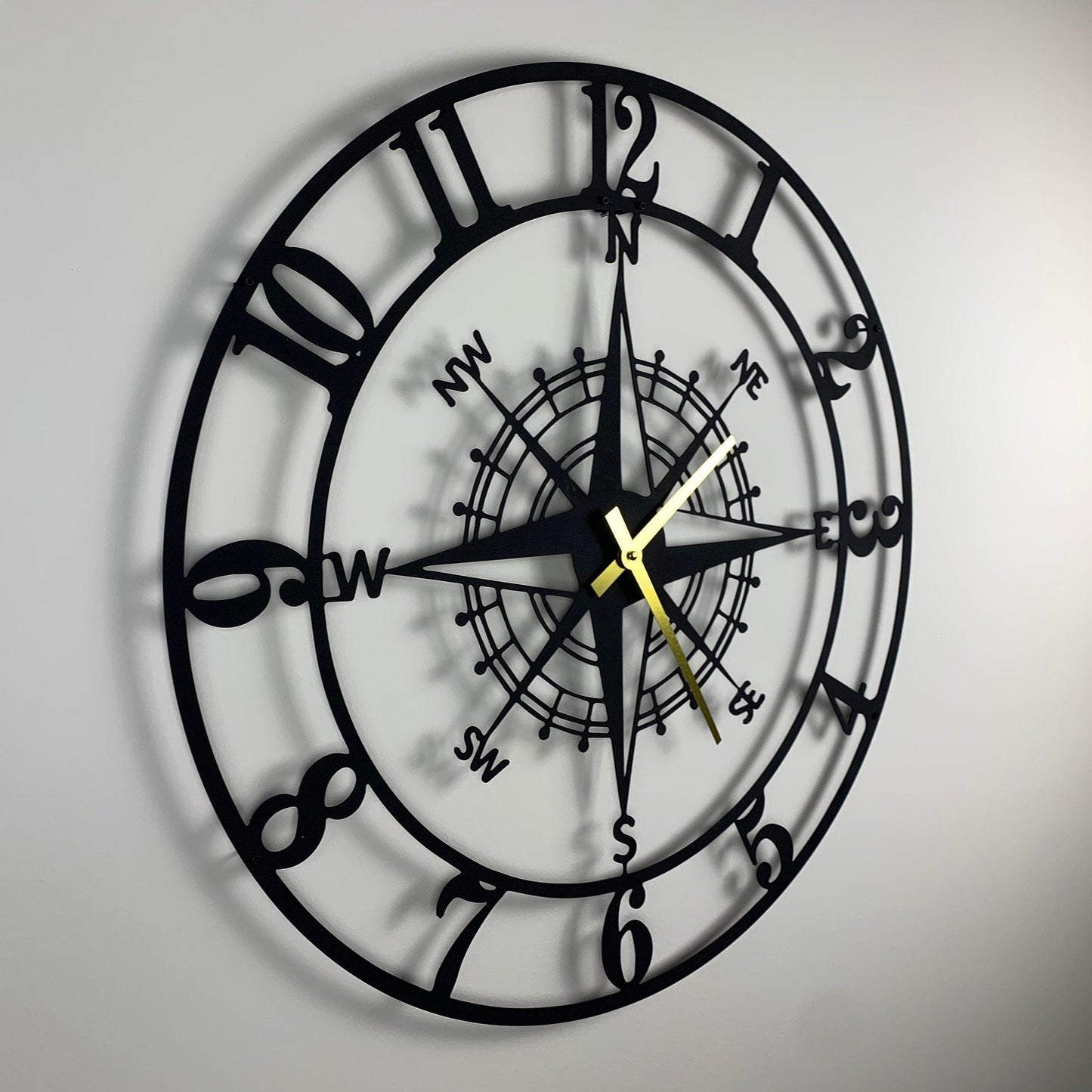 Led Lighted Acrylic Compass Wall Clock