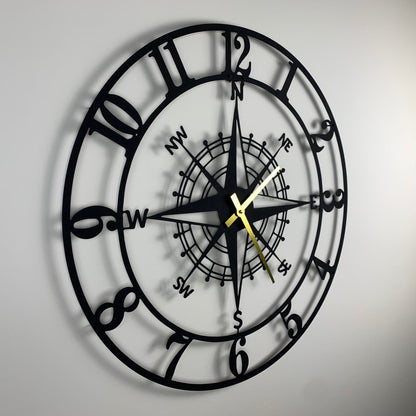 Led Lighted Acrylic Compass Wall Clock