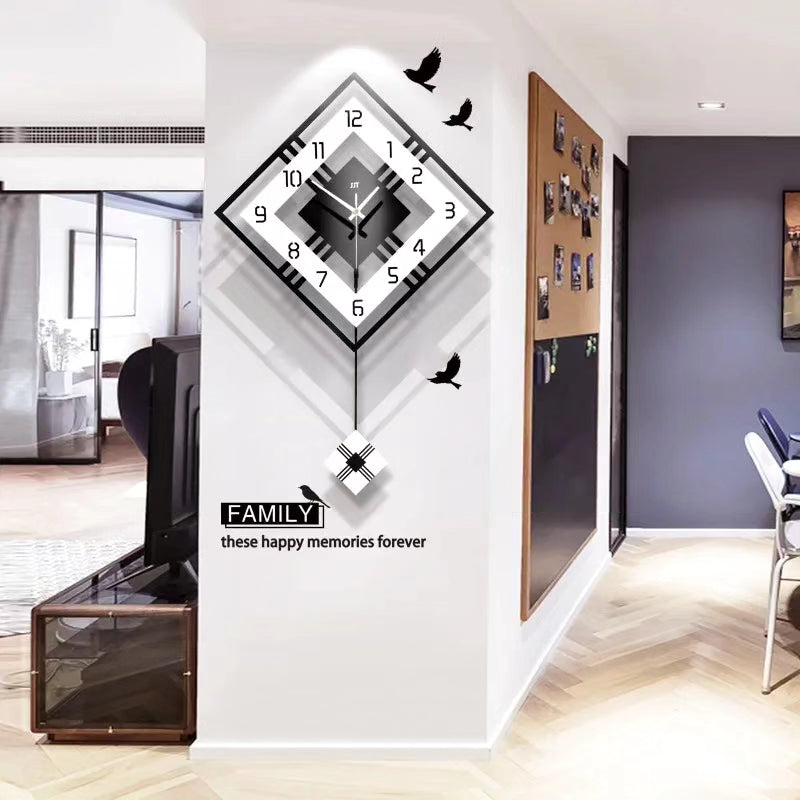 3D Living Room Minimalist Swing Wall Clock